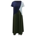 thumbnail image 2 of WMTBSRSW Women's Plus Size Summer Dress Color Block Loose Casual Short Sleeve T Shirt Dress Round Neck Summer Beach Swing Pleated Long Dress, 2 of 5