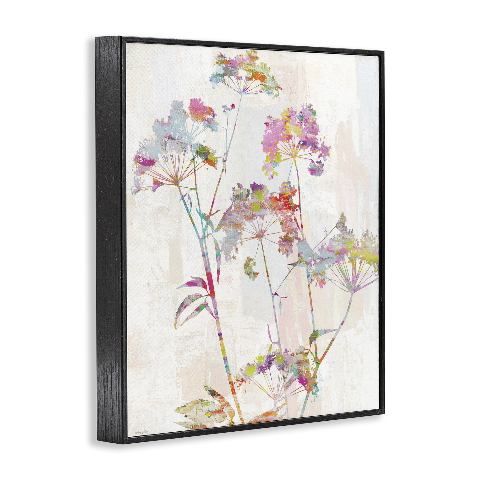 Kaleidoscopic Delicate Herbs Black Framed Giclee Art, design by Amber Sterling