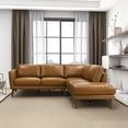 thumbnail image 4 of Ashcroft Furniture SEC00400406 Benson Leather Sectional Right Facing Chaise Sofa, Tan, 4 of 6