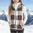 thumbnail image 6 of Tdoqot Girls Plaid Fleece Vest- Winter Casual Full Zip Warm Kids Sleeveless Jackets Khaki Size 8, 6 of 7