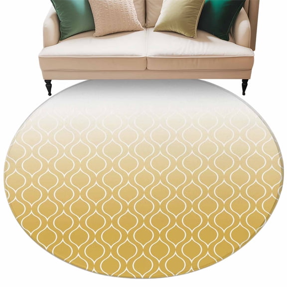 Round Rugs 7 Ft, Moroccan Geometric Non Slip Area Rugs for Kitchen Bedroom Entryway, Abstract Plaid Modern Ombre Washable Carpet Runner Rug Floor Mats for Bedroom Home Decor