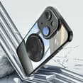 thumbnail image 6 of Designed for iPhone 14 Crystal Clear Back Case, Luxury Case with Lens Protector Drop Protective Magnetic Rotating Ring Kickstand Shockproof Thin Fit Phone Case Cover, Black, 6 of 7