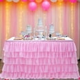 thumbnail image 3 of KGJQ Solid Color Table Skirt 5-tier Chiffon Table Skirt Reusable Tablecloth for Classroom Birthday Parties Cake Tables Event Decorations Easy to Install, 3 of 8