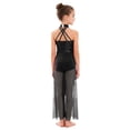 thumbnail image 2 of Yartina Girls Lyrical Dance Jumpsuit Sequin Sleeveless Wide Leg Bodysuit One Piece Figure Skating Outfit Black 14, 2 of 7