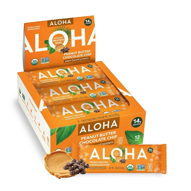 Organic Plant Based Protein Bars |Peanut Butter Chocolate Chip | 1.98 Oz (Pack of 12) | Vegan, Low Sugar, Gluten Free, Paleo, Low Carb, Non-GMO, Stevia Free, Soy Free, No Sugar Alcohols