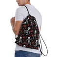 thumbnail image 3 of Kdxio Skeleton with Roses Print Drawstring Backpack Bag,Waterproof Draw String Back Sack, Gym Drawstring Bags Swim Bag For Unisex, 3 of 9