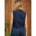 thumbnail image 4 of DARING DIVA Women's Sleeveless Denim Vest with Pearl Embellishments M Deep Blue, 4 of 7