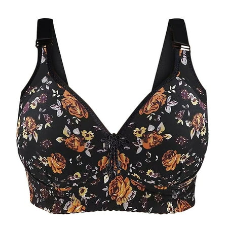 

Borniu Wirefree Bras for Women Plus Size Front Closure Lace Bra Wirefreee Adjustable shoulder straps Floral Bra Active Yoga Sports Bras Summer Savings Clearance