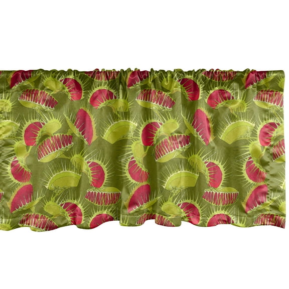 Ambesonne Flower Window Valance, Endemic Flower Botany Art, 54" X 18", Apple Green Dark Coral