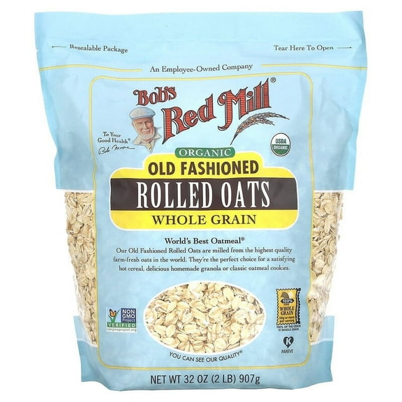 Bob's Red Mill Organic Whole Grain Rolled Oats Old Fashioned 32 oz Pack of 2