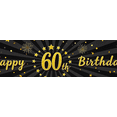 thumbnail image 4 of Gold Black Happy 60th Birthday Banner Party Celebration Background Balloon Backdrop Photography Props Decorations Event Supplies, 4 of 8