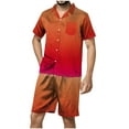 thumbnail image 2 of BSDJILFG Pajamas for Men Casual Lounge Sets Short Sleeve Lapel Button Down Blouse Turndown Button Comfy Breathable Soft Satin Silky Tops And Bermuda Shorts Loungewear Sleepwear, 2 of 5