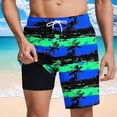 thumbnail image 2 of Busydd Beach Shorts for Men with Built in Underlayer Fashion Hawaiian Print Knee Length Summer Shorts Elastic Waist Drawstring Casual Shorts with Pockets S, 2 of 6
