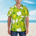 thumbnail image 2 of Fotbe Green Apple Camisa Hawaiana para Hombre Unisex – Camisa Casual de Verano con Botones de Manga Corta de Algodón y Lino,Medium, 2 of 7
