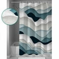 thumbnail image 3 of Blue Grey Ombre Shower Curtains for Bathroom Waterproof Fabric Bath Curtains Decor Bath Tub Curtain Modern Geometric Moire Abstract Art Decorative Shower Curtain Sets with 12 Hooks, 72x72 Inch, 3 of 6
