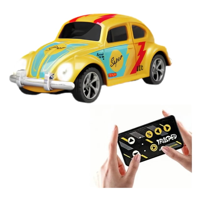 Carro De Juguete Control Remoto Escala 1:64 Vocho Escarabajo Color Amarillo.
