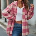 thumbnail image 5 of Meichang Jackets for Women Fleece Long Sleeve Shacket Plaid Print Outwear Lapel Button Down Coat with Pockets Fall, 5 of 9