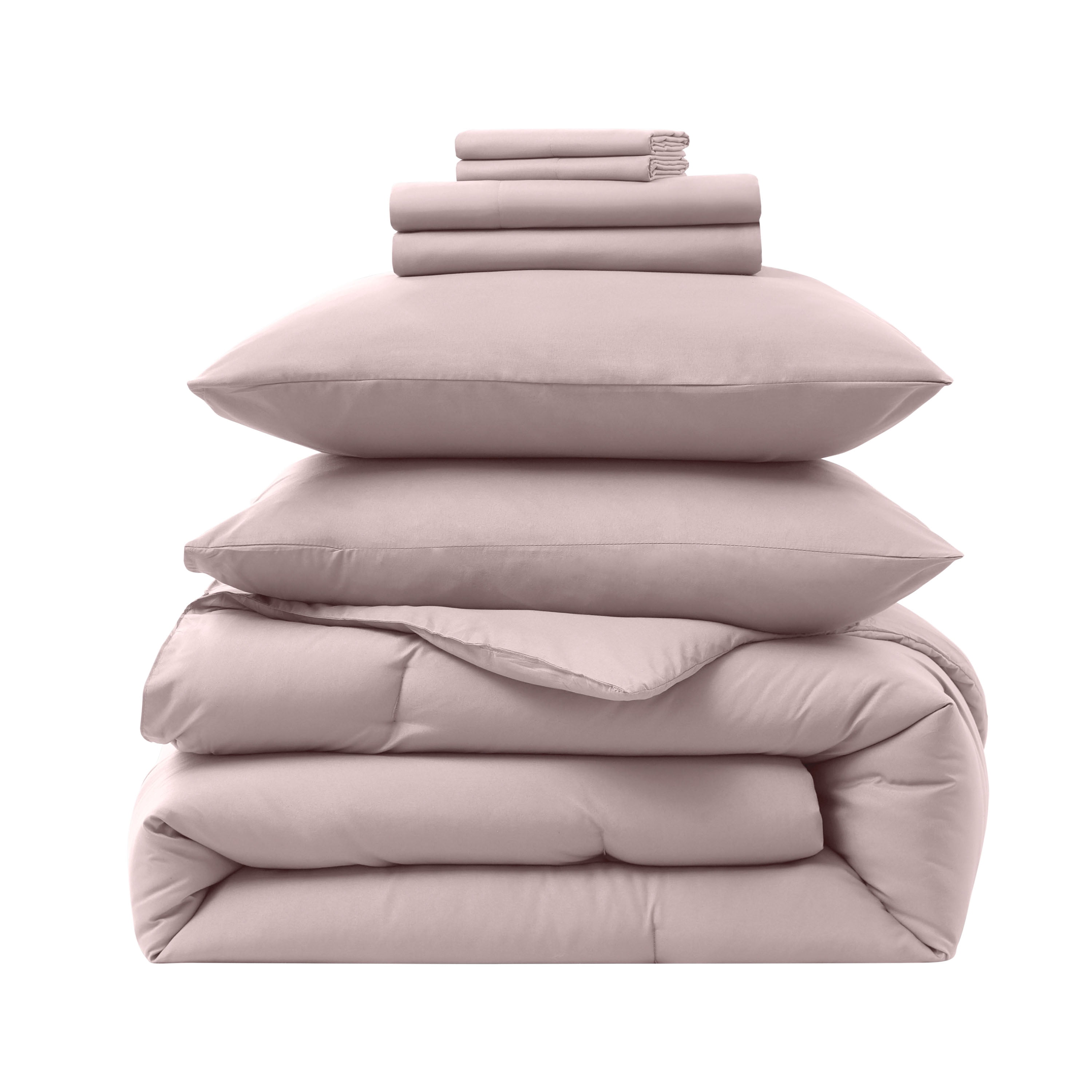 LammaLoe King SizeComforter Set, 7 Piece Bed in a Bag, Ultra Soft Bedding Comforter Set with Sheets, All Season Bed Set, Light Pink