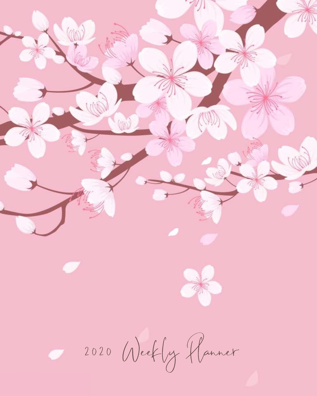 Cherry Blossom 2020 Weekly Planner Pink with Cherry Blossoms Dated