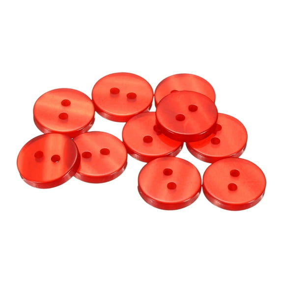 Uxcell 10 Pcs 20L Sewing Buttons 1/2" Resin Round Flat 2-Hole Craft Clothing Replacement Button for Coats Sewing Red