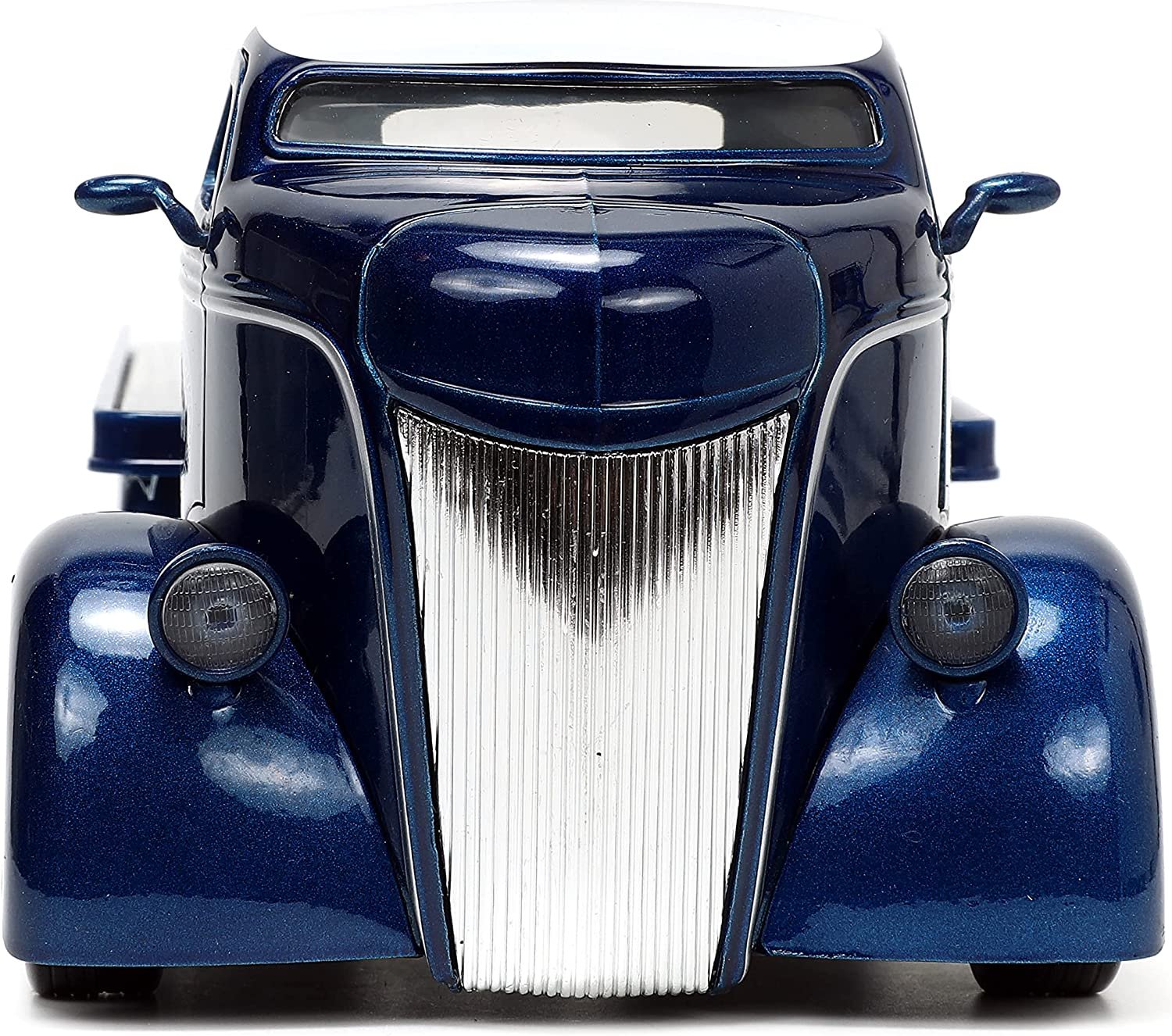 1947 Ford COE Flatbed Truck Dark Blue Metallic with White Top "The Famous Motor Cars" with Extra Wheels "Just Trucks" Series 1/24 by Jada