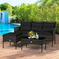 thumbnail image 2 of Gymax Set of 3 3-Seat Sofa Cushioned Table Rattan Furniture Set Garden Patio Black, 2 of 10