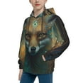 thumbnail image 2 of Fotbe Vintage Pattern Fox Pattern Youth Pullover Hooded Sweatshirt, Boys Hoodie, Kangaroo Pocket Hoodie for Kids Girls -Large, 2 of 6