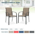thumbnail image 3 of Vicllax Outdoor Dining Chair Patio Chairs Stacking Metal Modern for Deck Garden, Set of 2, Brown, 3 of 9