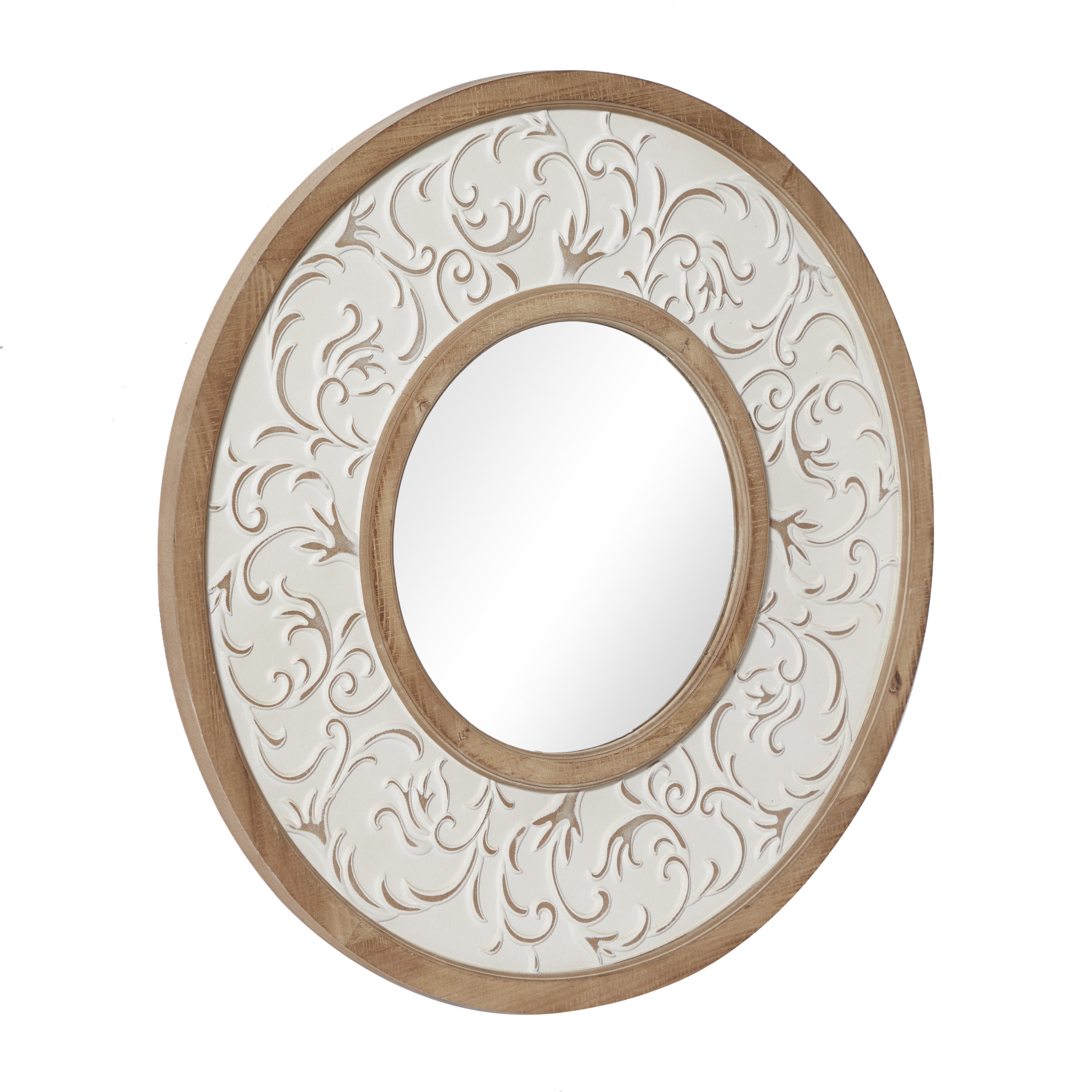 DecMode 32"W, 32"H Round Wall Mirror, White