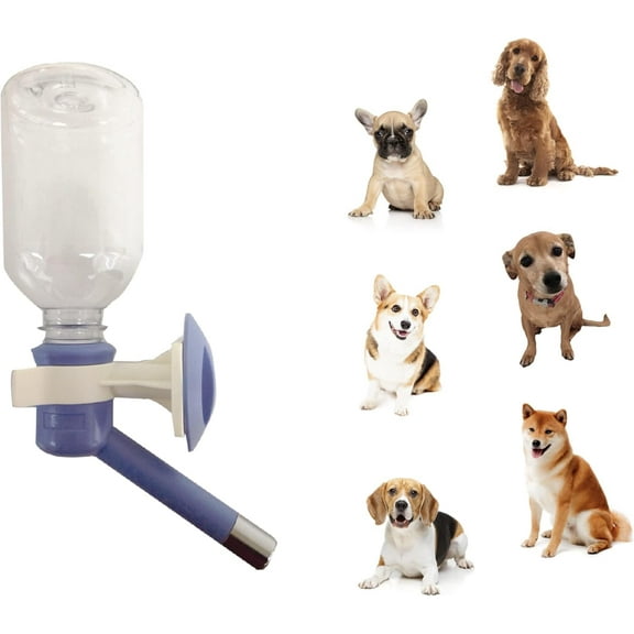 Patented No-Drip Dog Water Bottle/Feeder for Dogs/Cats and Other Small-Medium Sized Animals - for Cages, Crates or Wall Mount. 10.2 Oz. Mess Free Leak-Proof Nozzle 16mm, Blue (C590)