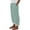 Green, variant on Seductiva Casual Pants for Women Women's Cotton and Linen Striped Elastic Waistband High Waistband Pocket Pants Side Buttons Nine Point Pants Loose Casual Pants H Shaped Straight Leg Pants