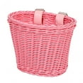 thumbnail image 2 of jinwen Kids Handlebar Bike Basket Imitation Rattan Handmade Basket Simple and Pink, 2 of 9