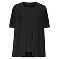 thumbnail image 6 of JGGSPWM Women's Loose Casual Solid Color Open Front Cardigan Tops Fake Two Piece Splicing Short Sleeve Top Shirt Black XL, 6 of 7