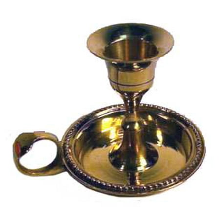 Victorian Holder (Victorian Old World Brass Taper Candle Holder Chamber stick On Plate With Finger Ring Attached 2)
