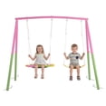 thumbnail image 2 of Hommoo 2 Pcs Swing Set with Saucer Swing Seat & Belt Swings Seat, Swing Set with Heavy-Duty A-Frame Metal Outdoor Swing Stand, for Backyard, Pink, 2 of 7
