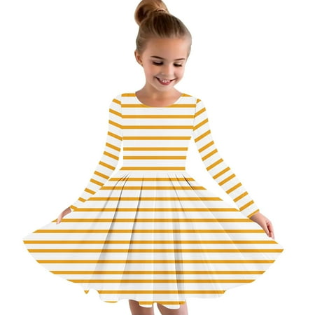 

Clearance Sale Dihao Dresses for Toddler Girls Long Sleeve Stretchy Dress A Line Twirly Skater School Recital Dress Dance Dress