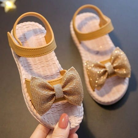 

Girls Sandals Toddler Kids Girls Soild Bowknot Princress Shoes Soft Sole Non Slip First Walkers Prewalker Beach Shoes Sandals Toddler Girl Sandals/Toddler Boy Sandals(Color:Yellow Size:11)