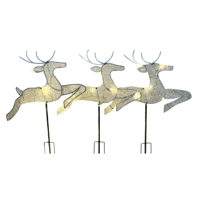 3 Pcs Lumières de Décoration Extérieure de Noël Décorations Éclairées 2D Famille de Rennes Décorations de Pelouse Extérieure