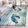 thumbnail image 2 of Rectangle Area Rug 3x5ft,Turtle Seahorse Octopus Whale Washable Carpet Non-Slip Runner Accent Rugs Indoor Floor Mat for Bedroom Living Room Decor,Marine Life on Wood, 2 of 9