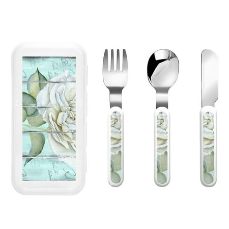 

Salouo Vintage Rose1 Pattern 3 Pieces Toddler Utensils Kids Silverware Set Stainless Steel Utensils for Kids Children Safe Spoons Forks & Knife Dishwasher Safe