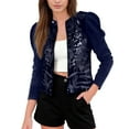 thumbnail image 2 of Women's Navy Sequin Jacket Women Long Sleeve Sparkle Cardigan Plus Size Sparkly Tops, 2 of 6