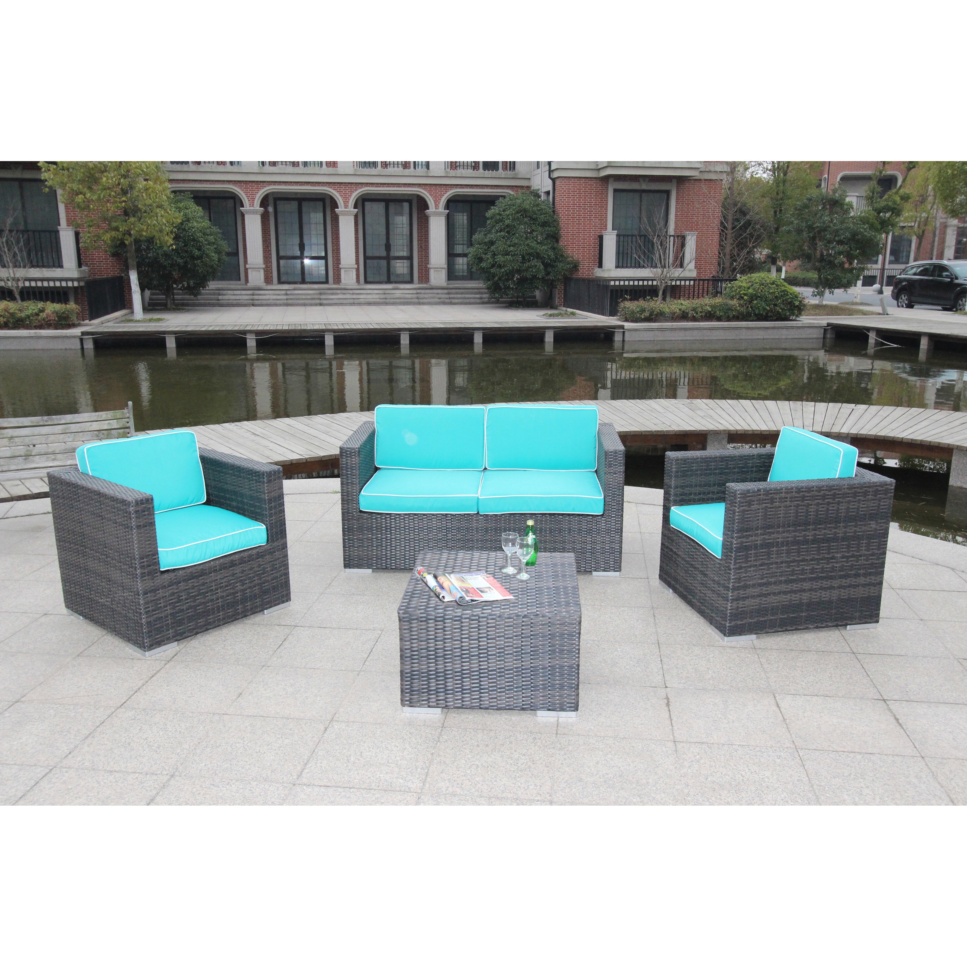 Swine Wicker 4-Piece Deep Seating Sofa Set - Walmart.com