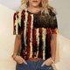 thumbnail image 2 of Moda para mujer Cuello redondo Casual Manga corta Bandera estadounidense Estampado Tops Camiseta Blusa Pompotops hkajfhjk467394, 2 of 5