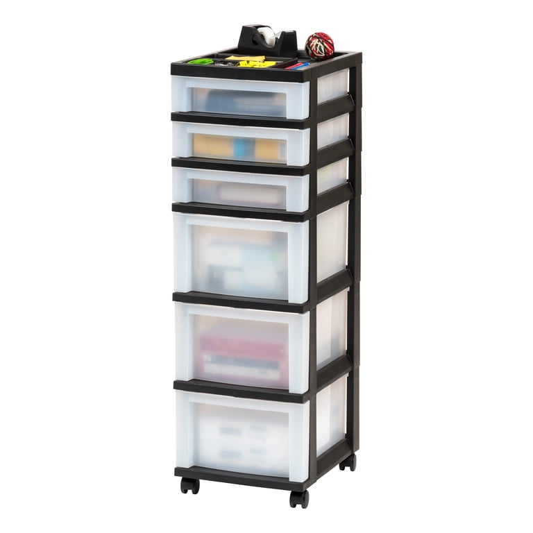 IRIS 6-Drawer Plastic Storage Cart With Organizer Top photo 7