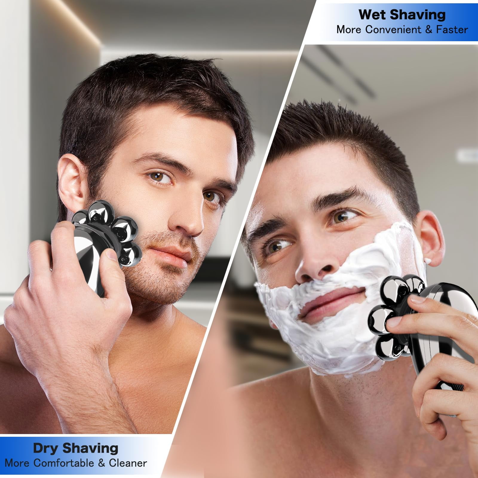 delpattern Head Shavers for Bald Men, Magnetic Electric Razor, 7D Rotary Shaver 5 in 1 Grooming Kit, IPX7 Waterproof, Wet/Dry, LED Display, Rechargeable, Cordless