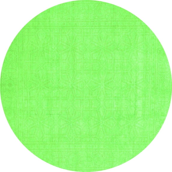 Ahgly Company Indoor Round Abstract Green Modern Area Rugs, 3' Round