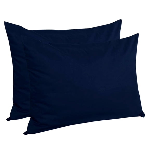 The Great American Store- 1800 Series Double Brushed Microfiber (Pack of 2) Solid Navy Blue Zippered Closure Pillowcases - Standard (20" X 26"