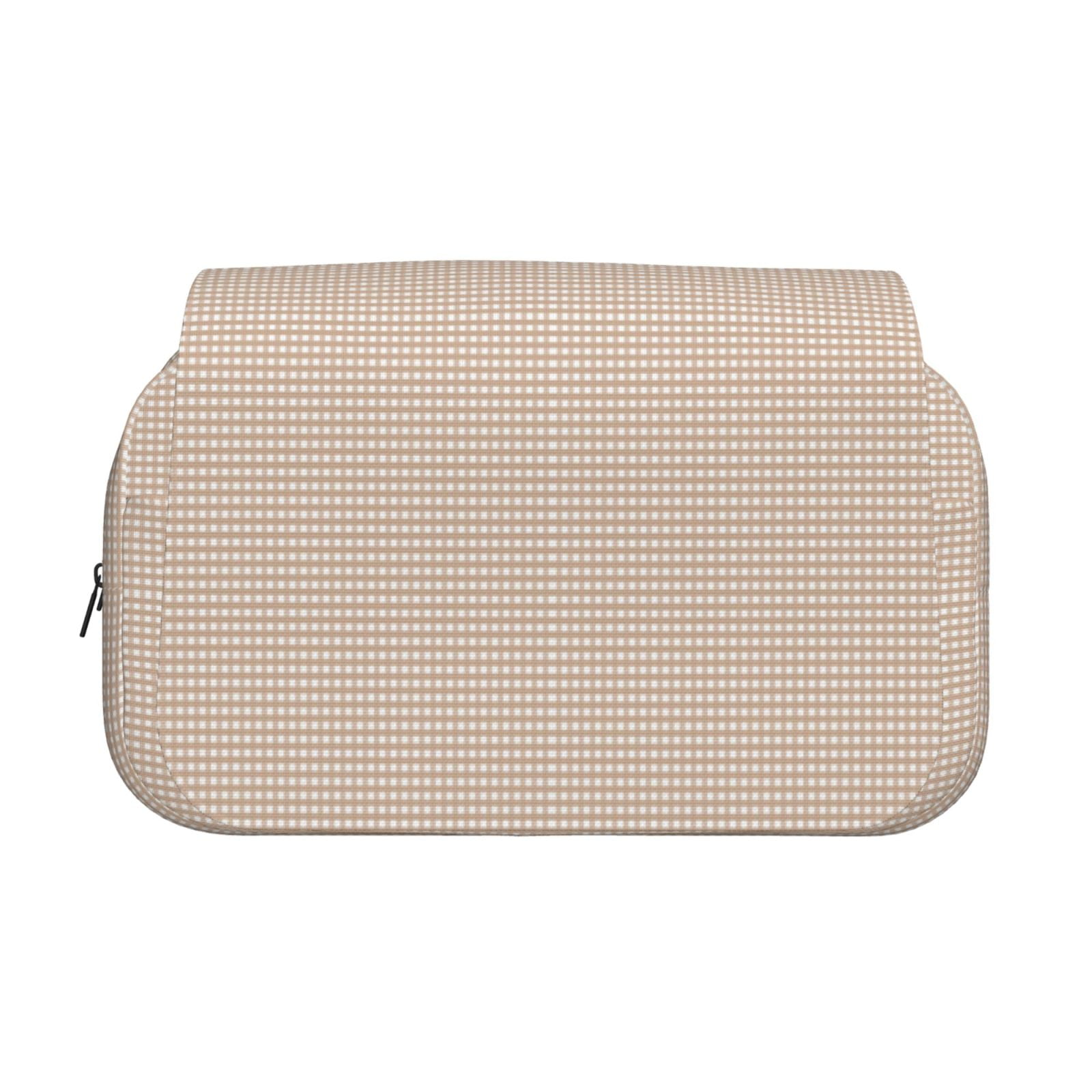 Rateoe Brown Gingham Pattern Double Clamshell Pen Case, Storage Organizer with Two Zipper Compartments– Holds Up to 50 Pencils & Pens