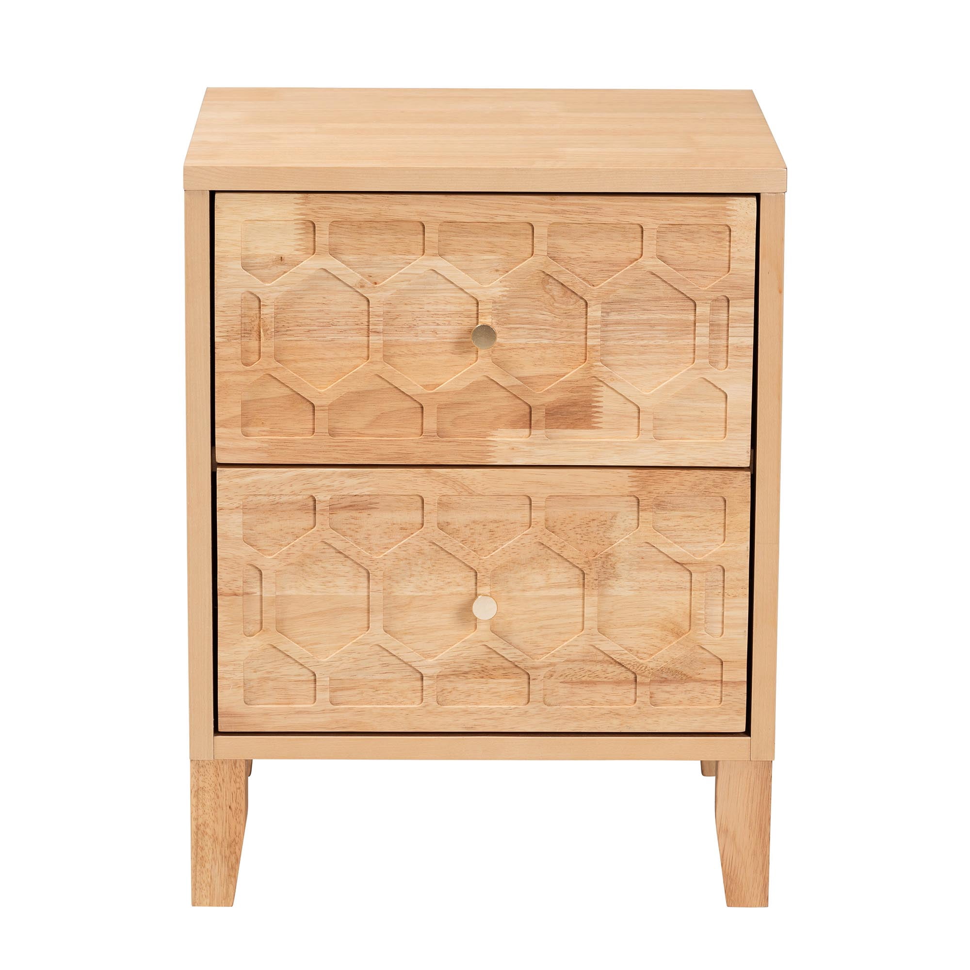 Baxton Studio Hosea Japandi Nightstand, 2-Drawer, Natural