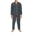 thumbnail image 3 of Naloa Autumn Forest Animals Cute Men’s Pajamas Set - Long Sleeve Button Down Sleep Shirt and Pajama Bottoms Sleepwear Set-Medium, 3 of 7